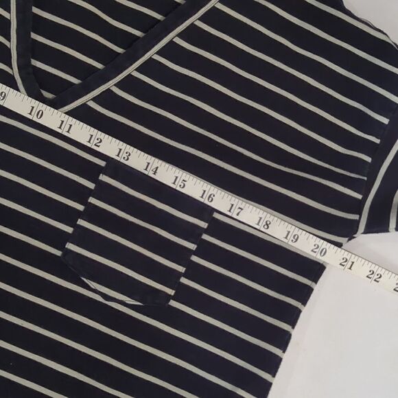 Madewell Womens Top Medium Black Striped Boxy Top Side Zippers - Picture 8 of 9